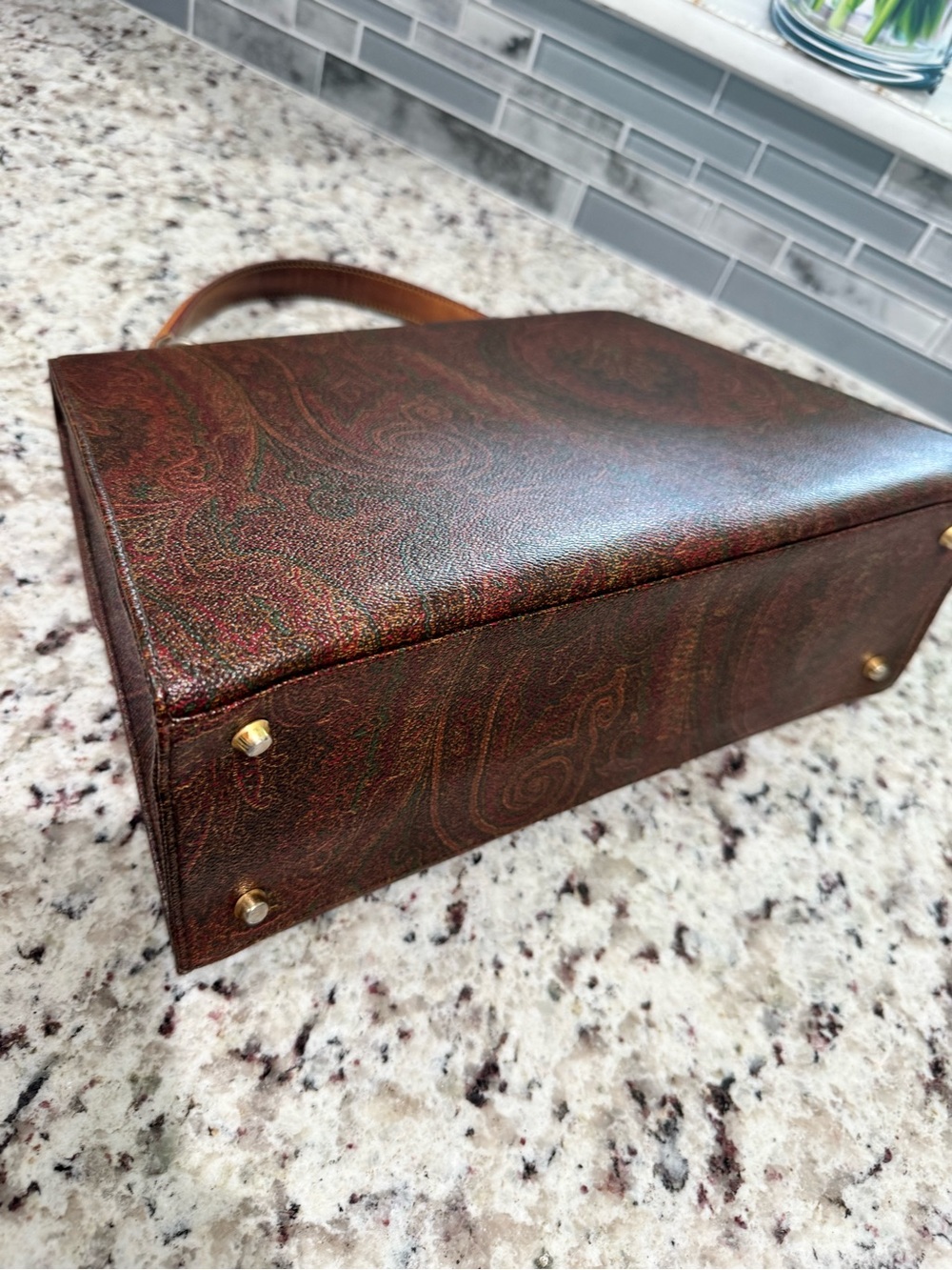 Etro Paisley Top-Handle Bag in Brown and Red Tones - Picture 4 of 16